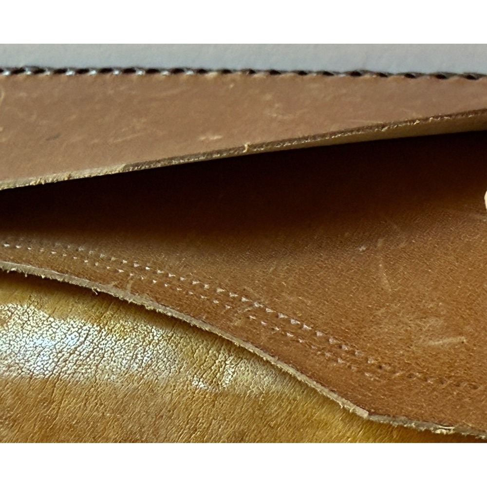 Vintage Tooled Leather Checkbook Wallet Brown Floral Design Hand Stitched - Picture 12 of 12
